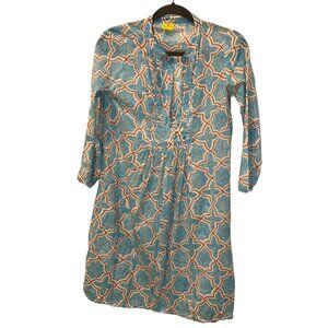 Roberta Roller Rabbit turquoise red Moroccan Tile Print cotton tunic dre…